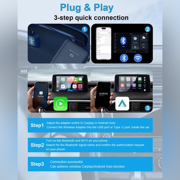Wireless CarPlay Adapter & Android Auto Wireless Adapter,Upgrade Wireless - Picture 3 of 7